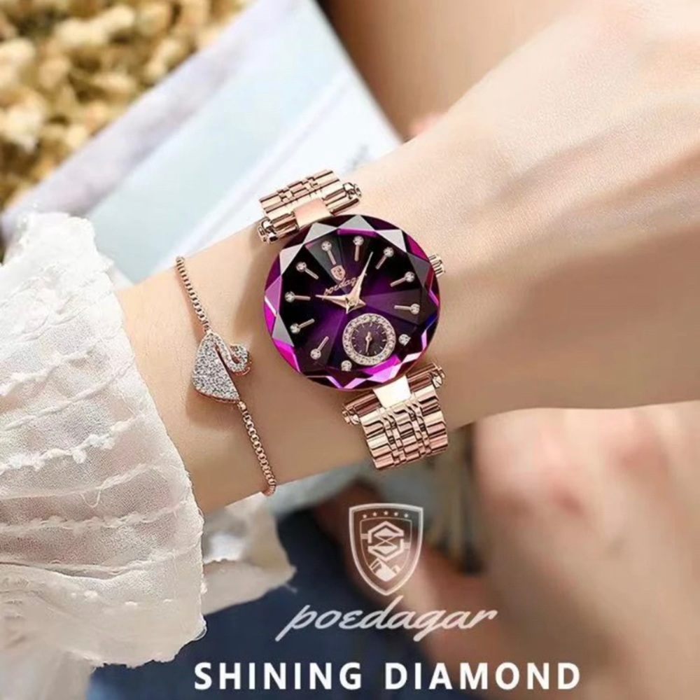 POEDAGAR Women's Watch Diamond Pointer(Purple)